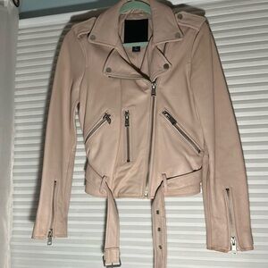 AMARYLLIS Genuine Leather Blush Pink Biker Jacket